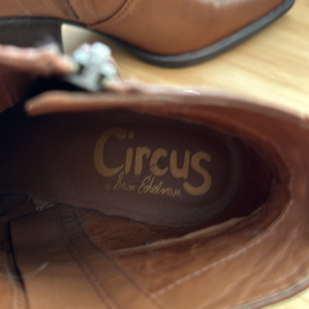 Circus by Sam Edelman Brown Leather Pointed Ankle Booties - Picture 7 of 8